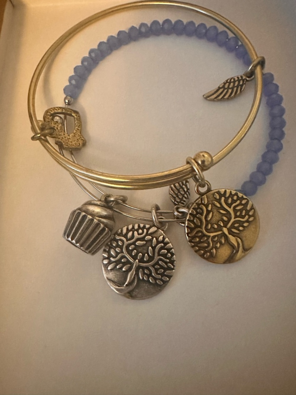Silver and Lavender Tree of Life Charm Bracelet Stack (2) - Earth Angel